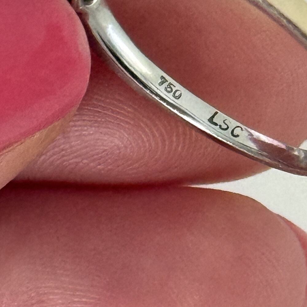 LSC 18K White Gold Genuine Diamond 3 Stone W/ Accents Engagement Band Ring Sz 8 - Picture 15 of 16